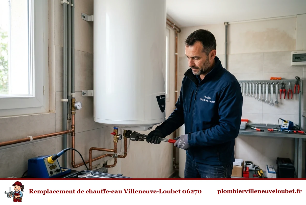 Technicien installé un chauffe-eau à Villeneuve-Loubet